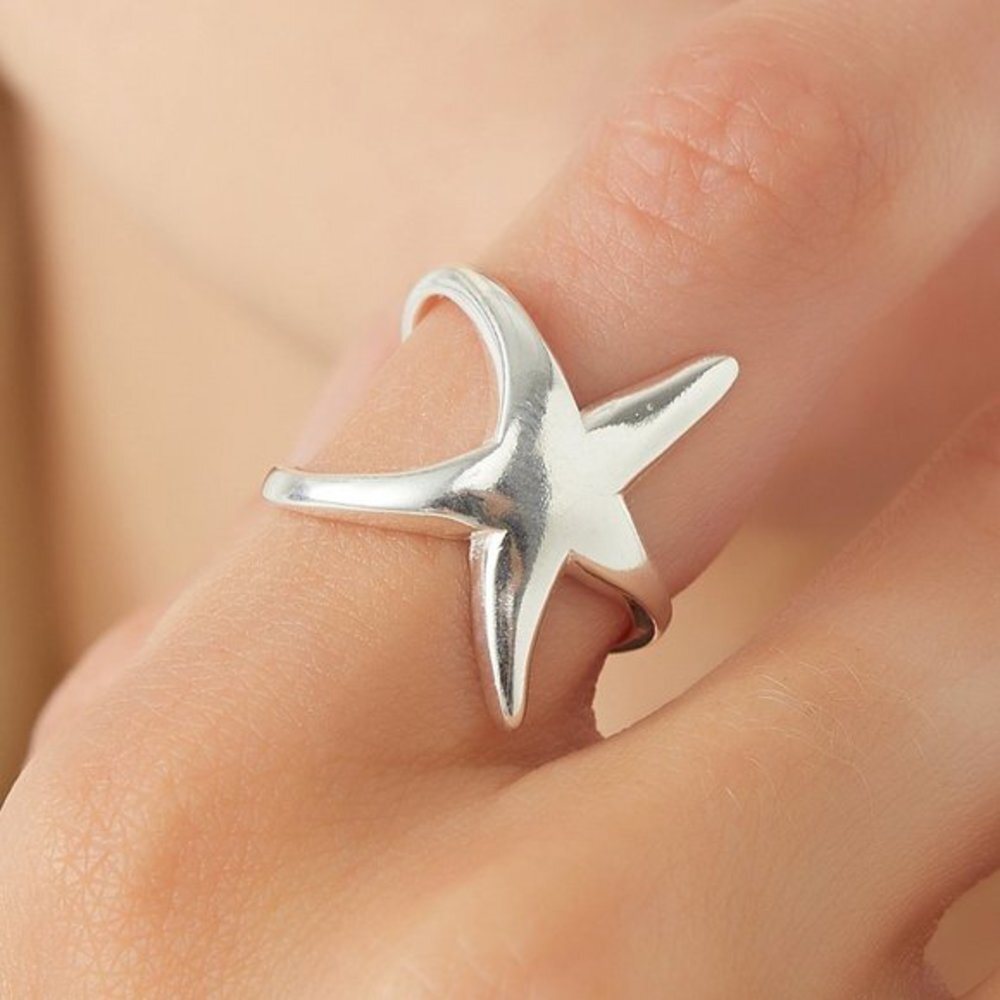 New Gorgeous 925 Silver Abstract Sterling Silver Starfish Ring